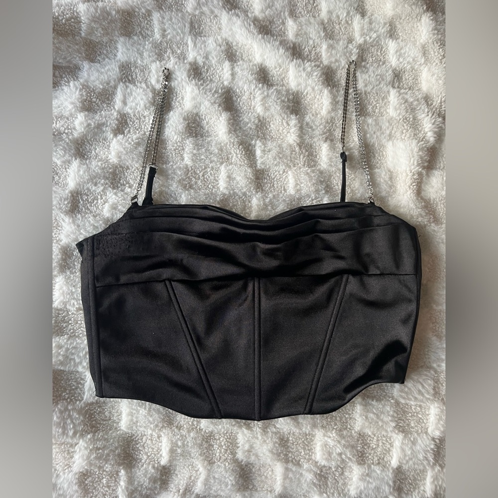 Dynamite Satin Corset Top with Jeweled Straps